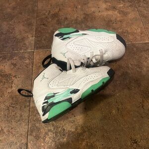 Jordan Kids' White and Green Low-Top Basketball Sneakers